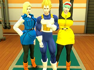 Dragon Ball Porn Anime Hentai Vegeta de folla duro por el Culo Anal a Nro 18 y a Bulma su Esposa deja follar a su Amante